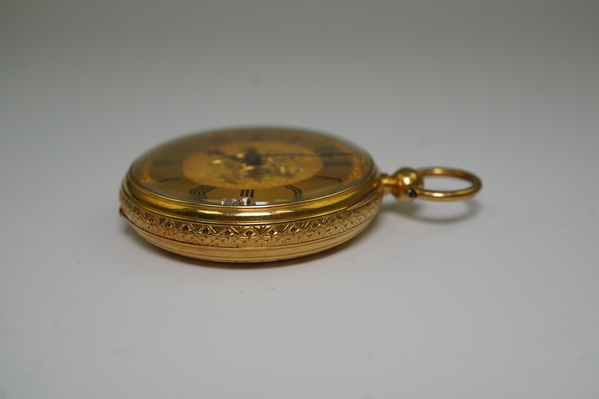 A Victorian 18ct gold open face keywind fob watch by Barnby & Rust of Hull